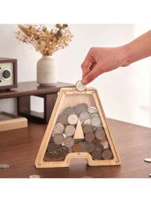 1pc Transparent English Alphabet Money Box Savings Jar, 26pcs/Set Wooden English Alphabet Money Bank Decorative Item - Blue - View 9