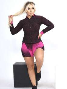 Women Sports Sets - 玫紅色 - 查看 1