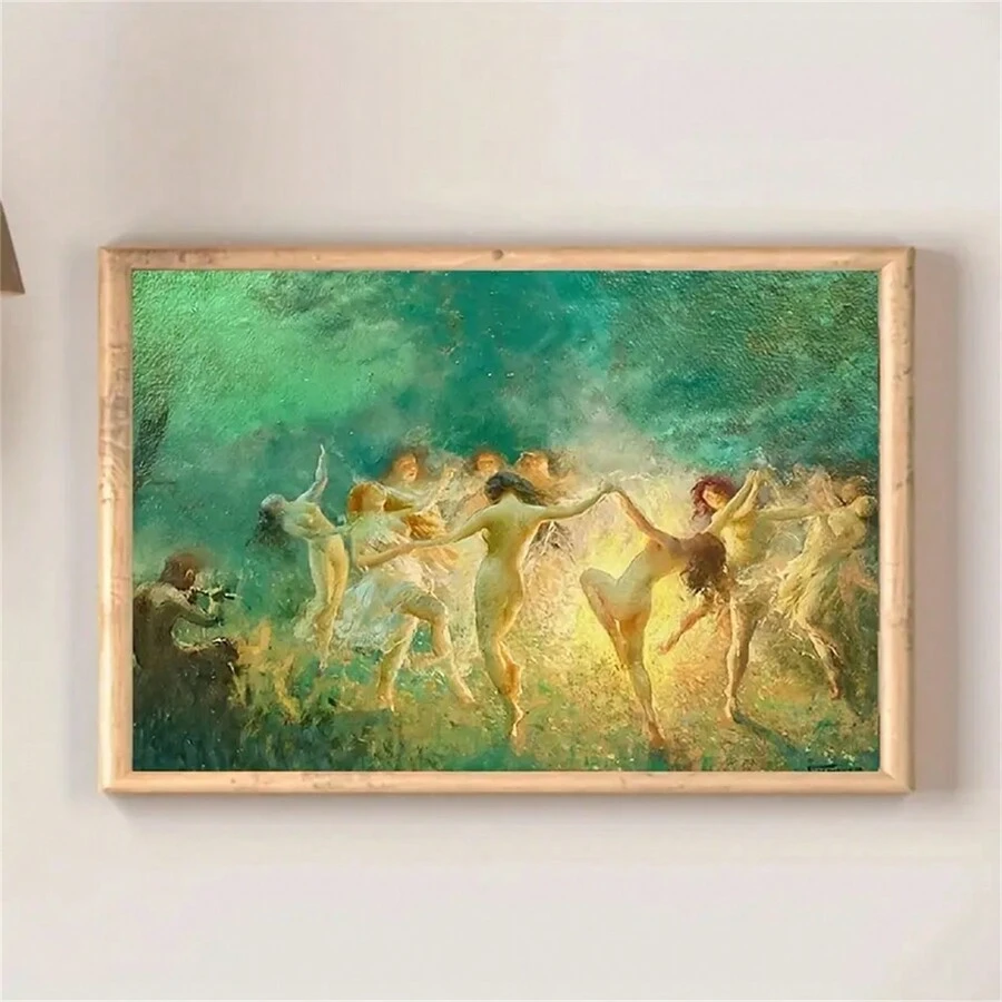 1張藝術畫布海報,dance Of Fire 油畫壁畫,浴室臥室辦公室客廳家居牆面裝飾藝術畫,無框 - 彩色 - 查看 1
