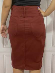 Women Denim Skirts - 紫紅色 - 查看 7