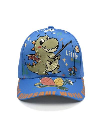1pc Children's Fishing & Dinosaur Printed Baseball Cap, Cute Sun Hat For Daily Use