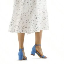 Women 2.25 In Chunky Low Heels Open Toe Block Heeled Dress Ankle Strap Pump Wedding Sandals - 藍色 - 查看 6