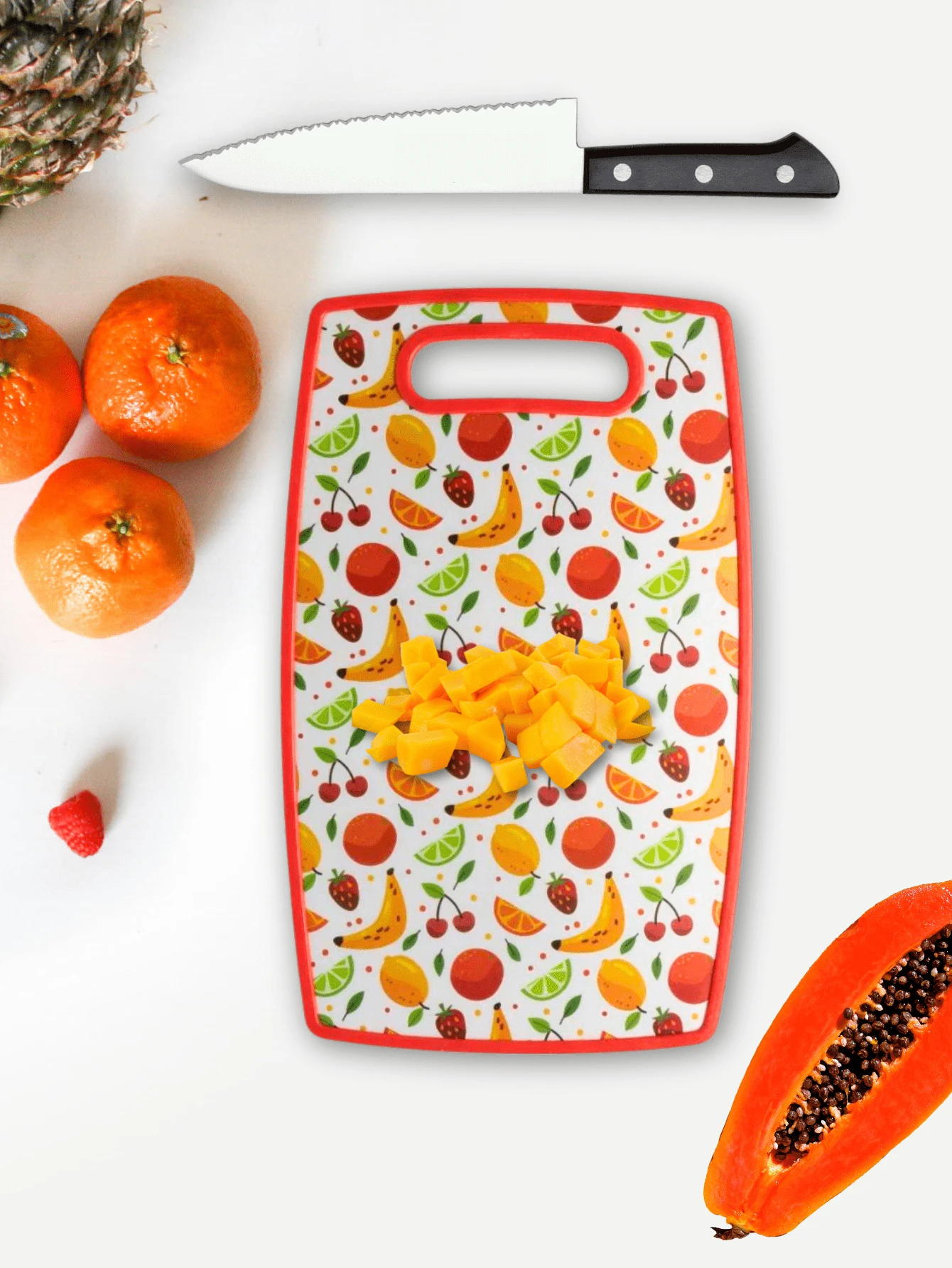 Tábua De Plástico 30x20cm PVC Carne Corte Legumes Frutas Carnes - Modelos Variados Retangular - Multicolorido - Visão 1
