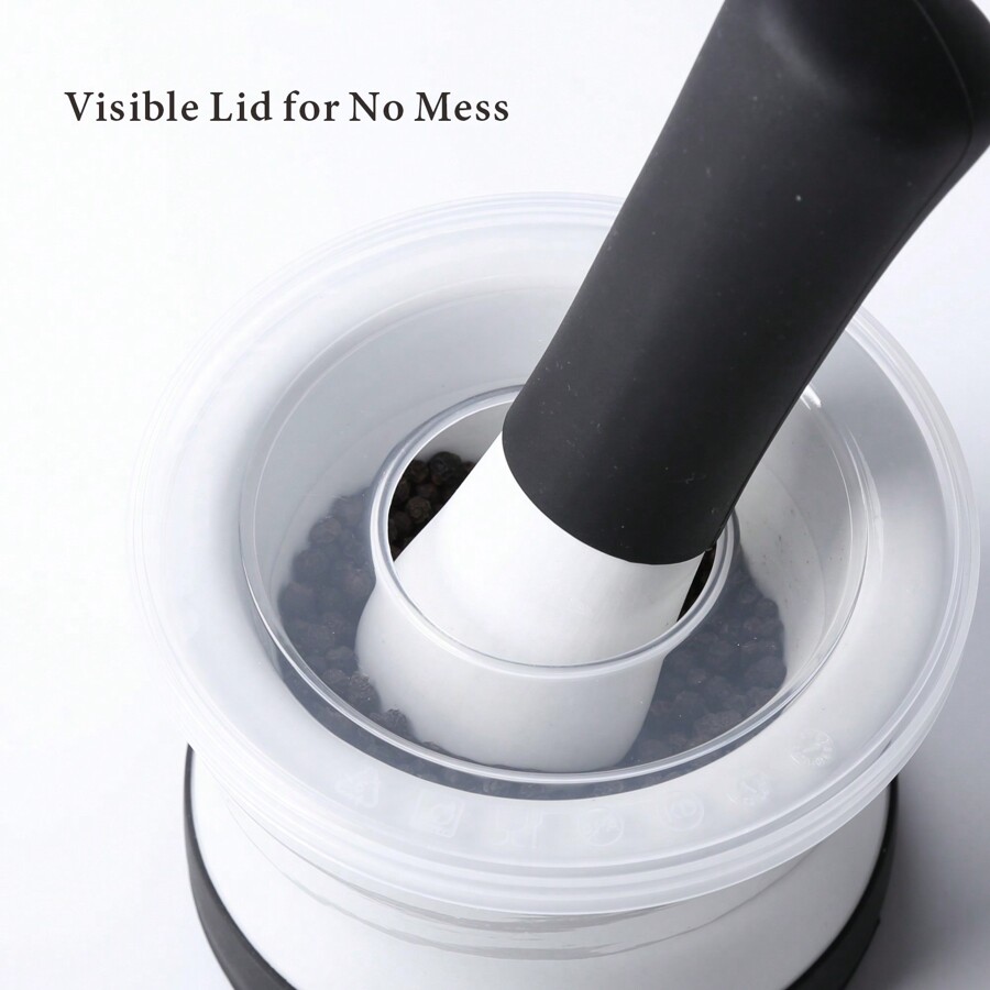 KITCHENDAO Ceramic Mortar And Pestle Set With Visible Lid To Avoid Mess