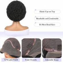玉米辫假发 13x4 英寸 高清蕾丝前假发 带婴儿头发 预拔 无胶透明前部假发 女士自然发型 - 黑色 - 查看 5