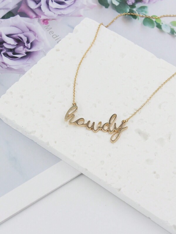 Fashionable Versatile Howdy Letter Detail Pendant Necklace, Popular Accessory