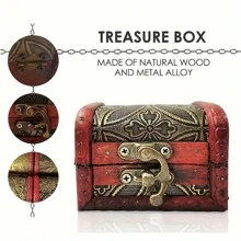1 Miếng Phong cách cổ điển Rương kho báu Hộp Với khóa , Trang trí Hộp lưu trữ , Mini Bằng gỗ Nghệ thuật Quân nhu Hộp Với Ngẫu nhiên Phong cách - Nhiều màu - Xem 3
