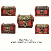 1 Miếng Phong cách cổ điển Rương kho báu Hộp Với khóa , Trang trí Hộp lưu trữ , Mini Bằng gỗ Nghệ thuật Quân nhu Hộp Với Ngẫu nhiên Phong cách - Nhiều màu - Xem 2