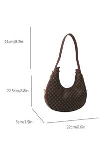 純色新月形肩背包,手提包,簡單&經典&時尚皮質錢包,適合星辰、女性、情侶、旅行、工作&辦公室、派對、周末假期使用 - 咖啡棕 - 查看 4