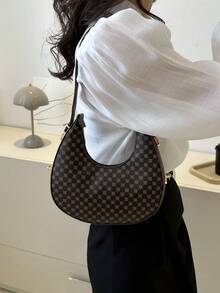 純色新月形肩背包,手提包,簡單&經典&時尚皮質錢包,適合星辰、女性、情侶、旅行、工作&辦公室、派對、周末假期使用 - 咖啡棕 - 查看 7