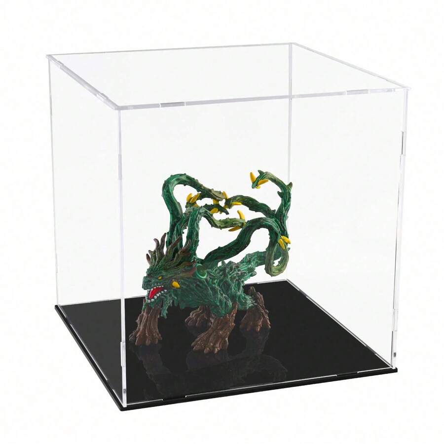 Acrylic Box With Matte Black Base, Simple Self-Assembly Clear Acrylic Display Case, Cube Dustproof Showcase With Lid For Collectibles, Toys And Jewelry, 10*10*12cm - Multicolor - View 1