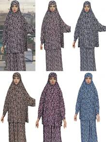 1 chiếc áo Abaya dài rộng có mũ trùm đầu và khăn trùm đầu dành cho nữ, thích hợp cho việc cầu nguyện, thể thao trong nhà/ngoài trời, khăn che mặt mềm mại cho nữ, phụ kiện cần thiết cho kỳ nghỉ và du lịch. - Nhiều màu - Xem 12