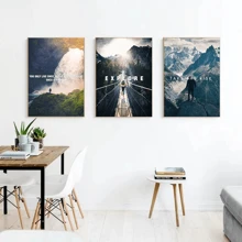 3入組北歐風景啟發畫布印花壁掛鼓勵海報現代裝飾名言報告,無框