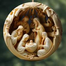 Nuevo Llegada Navidad 3d Colgante De Acrílico Con Escena De La Natividad De Jesús Para Autos, Para Bendiciones - Negro - Ver 1
