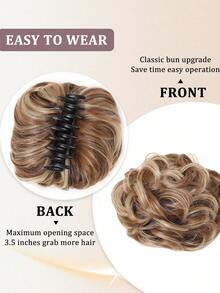 混亂的髮辮碎片鉗夾髮型,塞滿了髮髻短馬尾辮髮型,適用於女性的鉗髮辮髮型,夾鏈短髮辮髮型 - 間色 - 查看 4