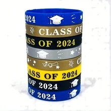 12 Piezas Pulsera De Silicona Para Felicitar A Los Estudiantes En La Celebración De La Temporada De Graduación De La Clase Del Campus De 2024 - 12 Uds. - Ver 7