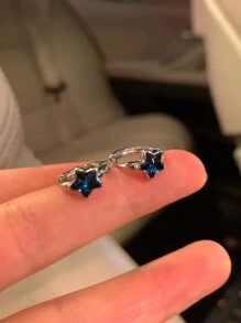 1 pereche de cercei cu stea pentagramă strălucitoare Y2K pentru femei, la modă, design simplu, elegant, cercei premium, accesorii de bijuterii 1 pereche