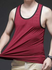 Men Summer Breathable Quick-Dry Sports Tank Top - Red - View 2