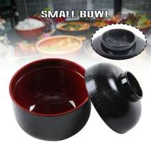 1pc Japanese Style Ramen Bowl With Lid ABS Miso Soup Bowl For Kitchen Table Tools - Black+Red - View 1