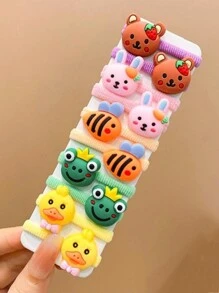 30 件女士可爱柔软卡通动物、水果、花朵、蝴蝶、冰淇淋、星星印花毛巾发带，日常发饰，学校生日礼物马尾辫发夹发圈橡皮筋发绳弹性发带，发球 - 彩色 - 查看 2