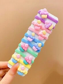 30 件女士可爱柔软卡通动物、水果、花朵、蝴蝶、冰淇淋、星星印花毛巾发带，日常发饰，学校生日礼物马尾辫发夹发圈橡皮筋发绳弹性发带，发球 - 彩色 - 查看 5