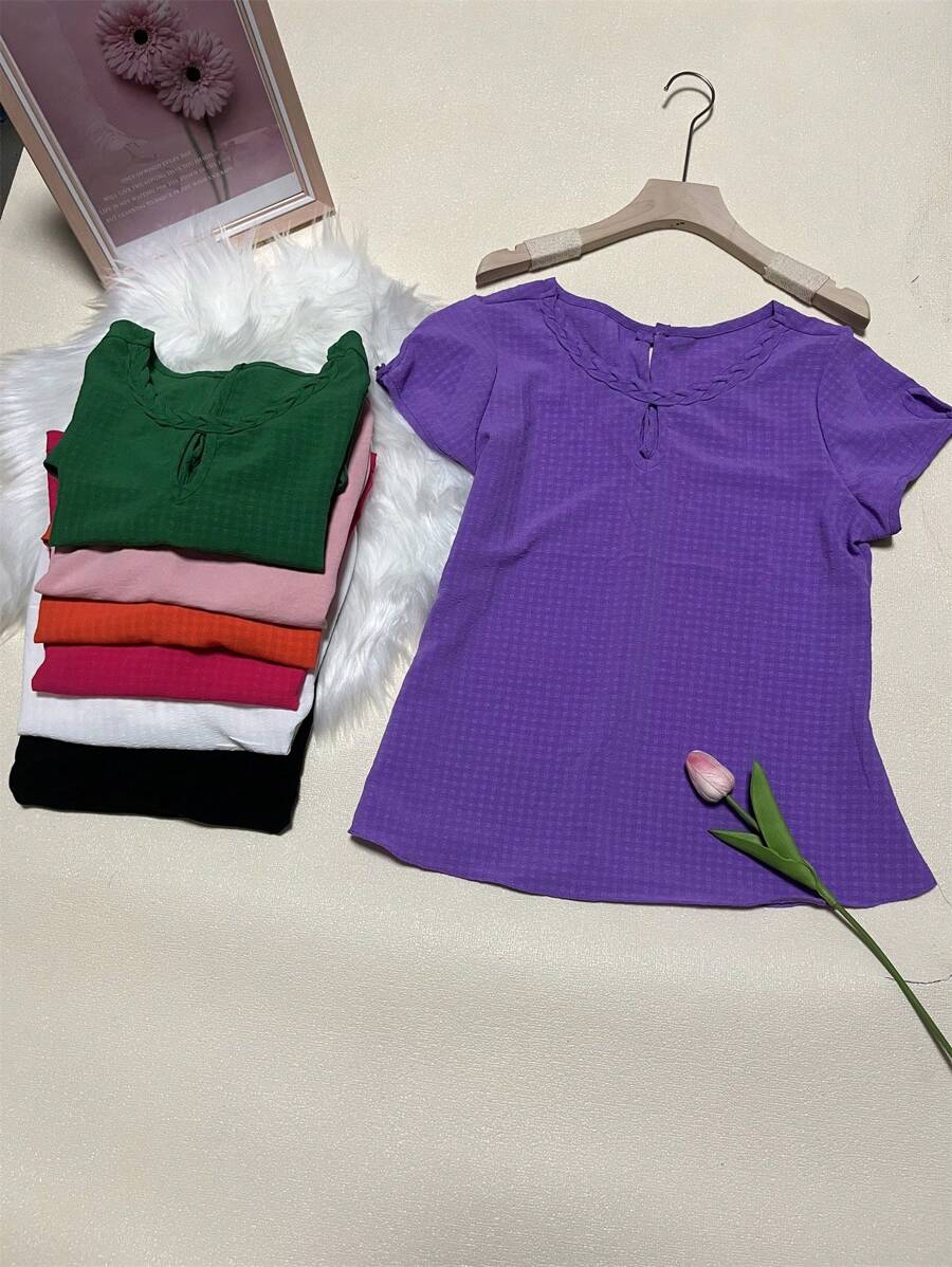 Duna Short Sleeve Blouse - Hồng - Xem 1