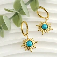 Neue türkisfarbene Ohrringe mit Boho-Stil Design, minimalistische vintage Ohrringe