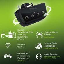 Brook Xbox One SE Adapter Type C For Xbox Elite Series 2 Wireless Controllers And Xbox Series X/S Controllers On PS5 Xbox Series X/S Switch PS4 Xbox PC(XID) Motion Control Turbo Remap Audio Function