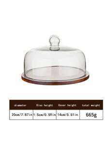 1 件装相思木蛋糕架，带透明玻璃圆顶盖，多功能蛋糕架、餐盘、蔬菜架、零食水果展示架，适用于家庭生日派对婚礼、桌面装饰圣诞礼物