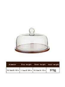 1 件装相思木蛋糕架，带透明玻璃圆顶盖，多功能蛋糕架、餐盘、蔬菜架、零食水果展示架，适用于家庭生日派对婚礼、桌面装饰圣诞礼物