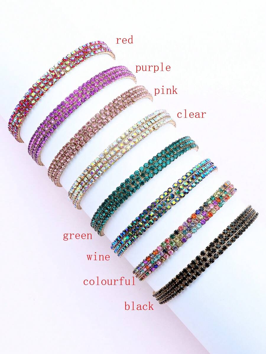 3 cái/bộ Vòng Tay Trang Trí Kim Cương Giả - Màu tím - Xem 1