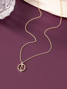 新款流行時尚個性化字母吊墜項鍊,適用於女士 - 金黃色 - 查看 4