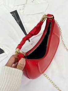 女士手提包新款时尚斜挎包高端百搭单肩包适合休闲和潮流风格 - 紅色 - 查看 9
