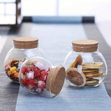 1pc Transparent Round Glass Jar With Lid, Lead-Free, Sealed, Cute Storage Container For Tea, Flowers, Small And Household - White - View 6