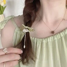 8 Stück Haargummis mit grünen Lilien Blumen für Damen, hochelastische Haarscrunchies, für Frühling und Sommer elegant, Haraccessoires, Pferdeschwanz, Haargummi, Haarbobbles