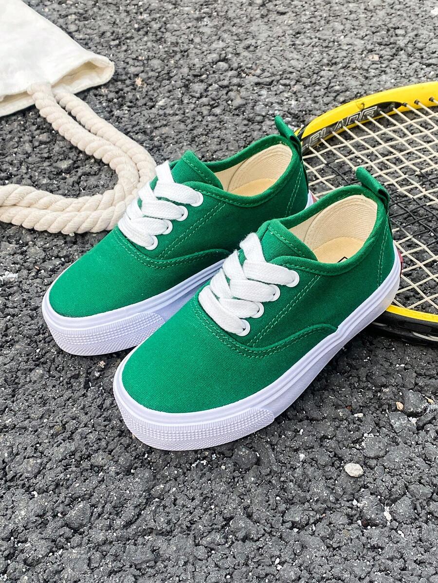 OPOEE Children's Canvas Shoes, Spring/Autumn Korean Style Simple Boys' Girls' Shoes, Fashionable Low-Cut Casual Tied Athletic Shoes, Classic Canvas Shoes For Casual, Sports And Skateboarding