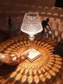 1pc Random Color & Style Elegant Wine Glass Crystal Table Lamp, Atmosphere Night Light, Bedside Lamp, Bedroom Lamp, Romantic Mood Light, Multicolor Light, Led, Rechargeable, Touch Switch & Remote Control Switch - Multicolor - View 5