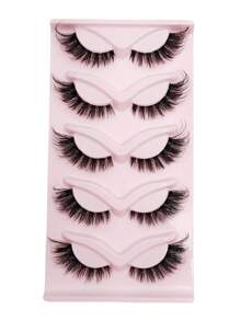 Asiteo 5 Pairs Cat Eye False Eyelashes, Transparent Stem, Fluffy & Soft, Makeup Eyelash Extensions - Black - View 6