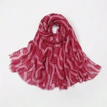 1條女式時尚薄款幾何圖案流蘇圍巾,多種顏色可選,春夏防曬披肩 - 款式A - 查看 5