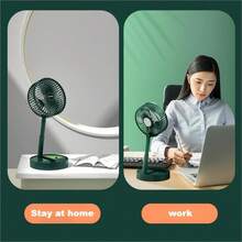 1pc Desktop Foldable Fan Mini Portable Household Table Retractable Mute Fan Electric Adjustable LowNoise Long Standby Fan - Green 6000CFM - View 2