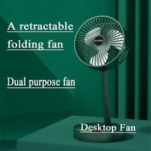 1pc Desktop Foldable Fan Mini Portable Household Table Retractable Mute Fan Electric Adjustable LowNoise Long Standby Fan - Green 6000CFM - View 8