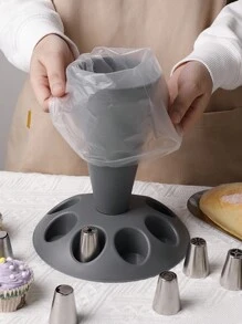1pc New Detachable Gray Flower Piping Tools Holder, Including Piping Nozzle Rack, Piping Bag Rack, And Piping Nozzle Storage, Suitable For Kitchen Baking - Grey - View 6