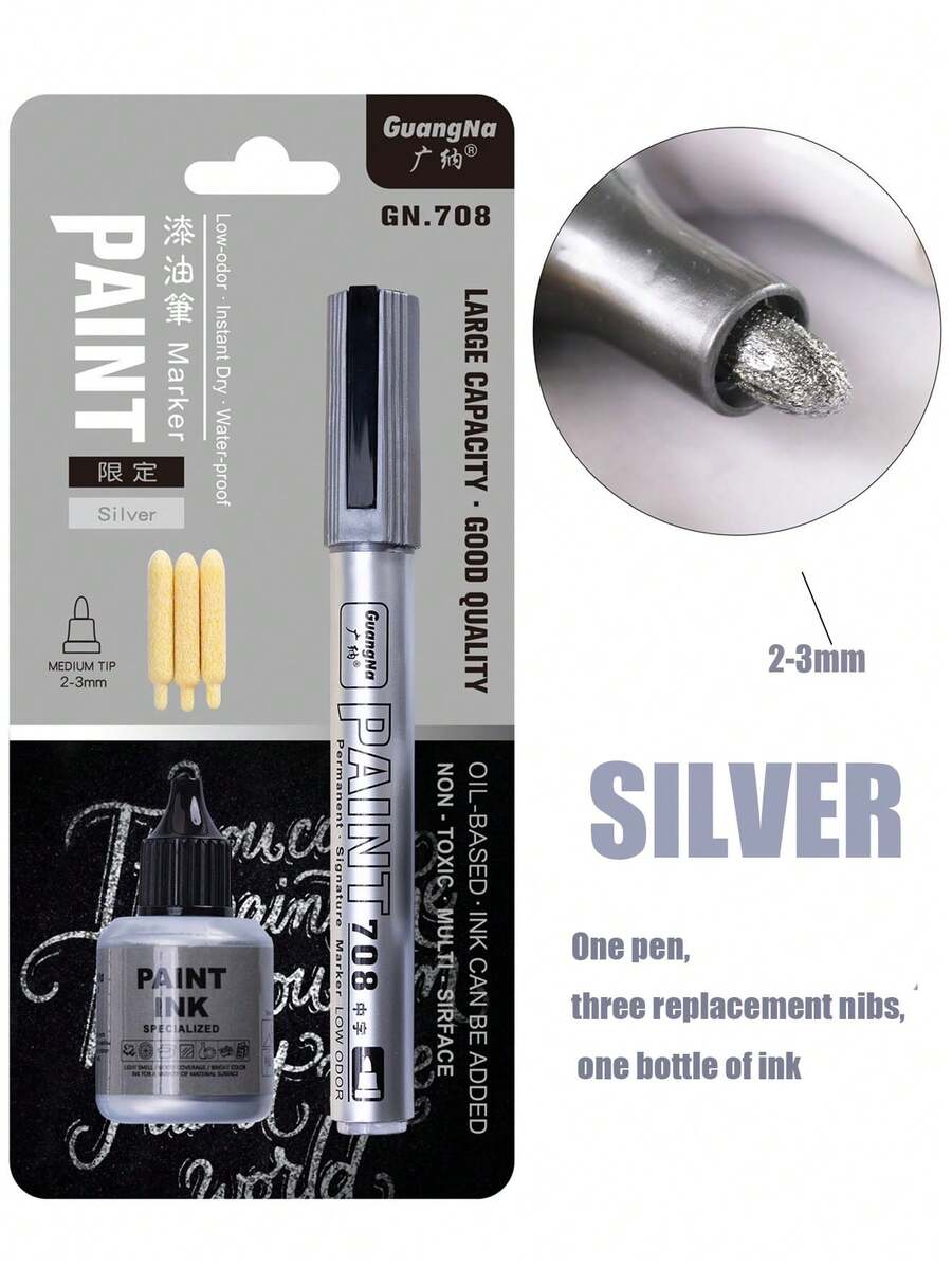 1 Miếng Công nghiệp Sơn Người đánh dấu Bộ , Không thấm nước , Chống thấm dầu , không phai , 4 màu Tùy chọn - Bạc - Xem 1
