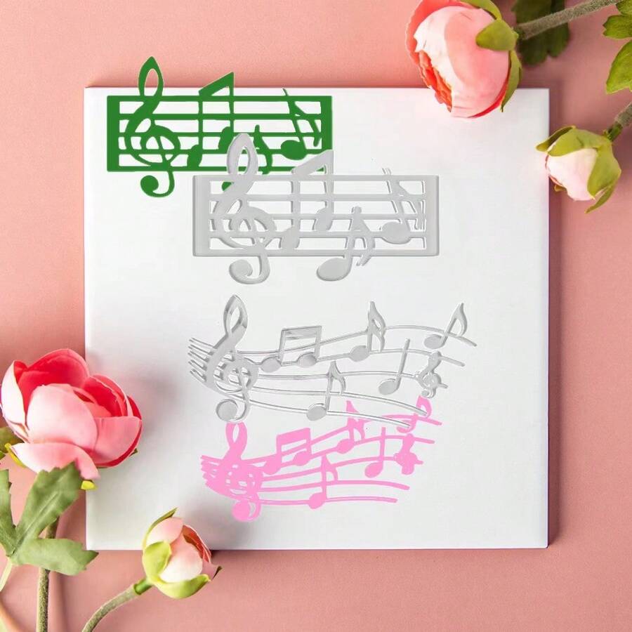 2 Miếng Dấu âm nhạc DIY Kim loại Thép carbon Cắt Tập ảnh , Thích hợp Đối với Giấy Thủ công Dập nổi Và Khắc Khuôn Cắt - Lưu ý-A - Xem 1