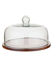 1 件装相思木蛋糕架，带透明玻璃圆顶盖，多功能蛋糕架、餐盘、蔬菜架、零食水果展示架，适用于家庭生日派对婚礼、桌面装饰圣诞礼物