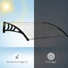 Outsunny 75x120cm Pensilina Tettoia per Balcone Porta e Finestra Impermeabile e Anti-UV in Policarbonato per Esterni - Tagli Unica - Visualizzare 3