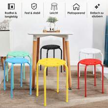 Set Of 6 Stackable Metal Stools, 44.5cm High Backless Stools With Plastic Seat, Portable Round Stools For Kitchen Dining Room School Office Children's Room - Multicolor - View 2