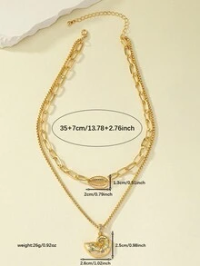 A Cross-Border Retro Light Luxury Double Layered Shell Neck Chain Design With A Niche Clavicle Chain - Yellow Gold - View 5