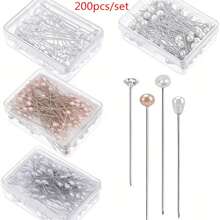 200/320pcs Bouquet Pins Flower Pin,4 Styles Pearl Head PinsCrystal Head Corsage Pins For Dressmaking Jewelry FlowerDecoration(Mixed) Multiple Sizes