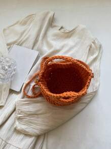 2024 New Fashionable Woven Rope Crossbody Bag With Hollow Out Design, Summer Beach Handbag/Shoulder Bag For Women